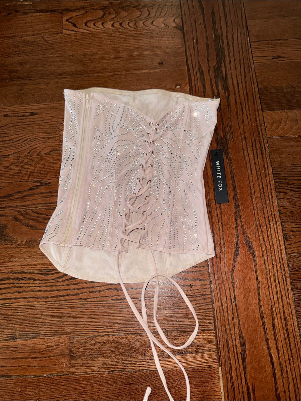 White Fox Strapless Beaded Bustier Top in Champagne - Picture 3 of 5